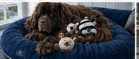 Zeke with plush toys